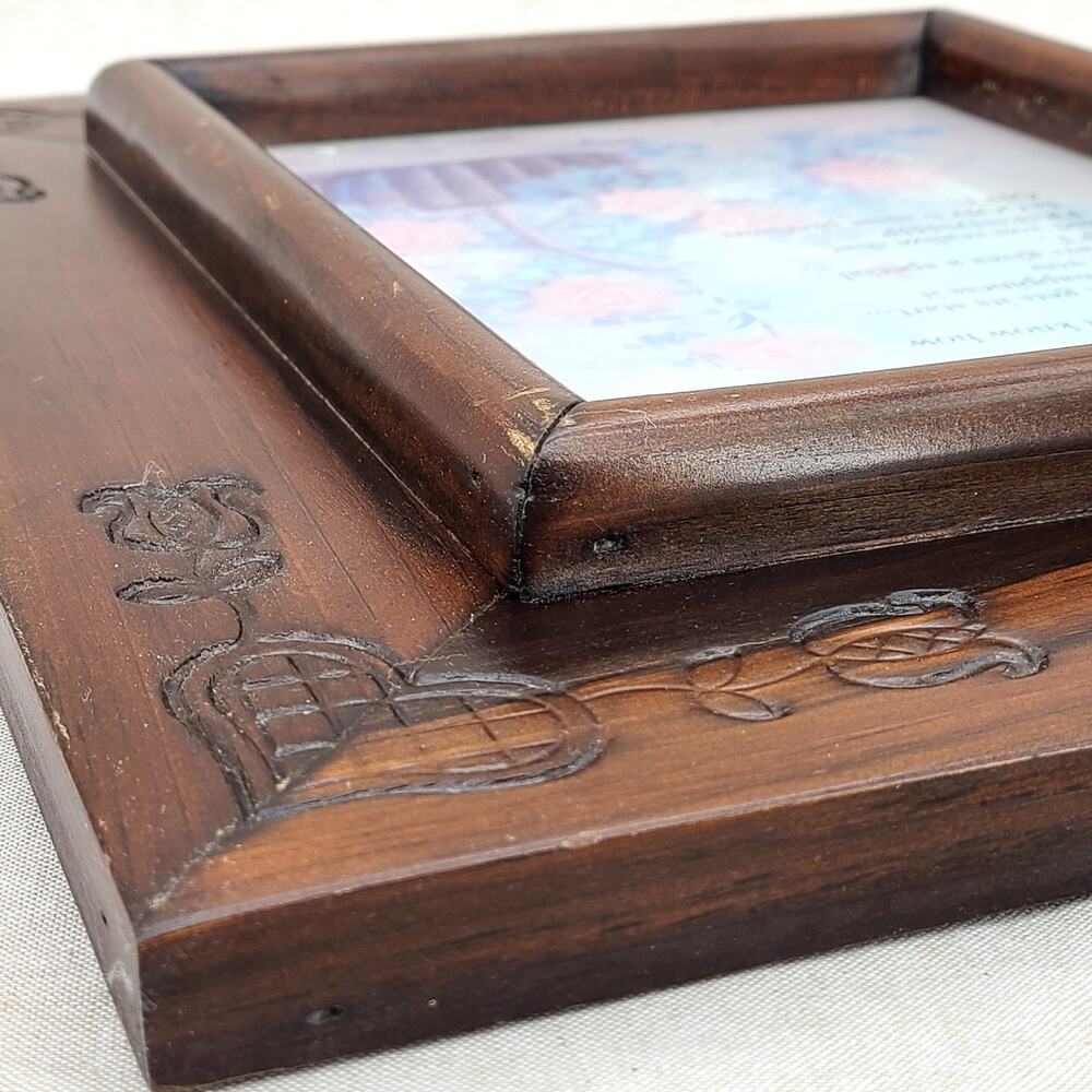 Beautiful Vintage Carved Wooden Picture Frame, Raised Bevel Molding 8" X 10" - Picture 7 of 11
